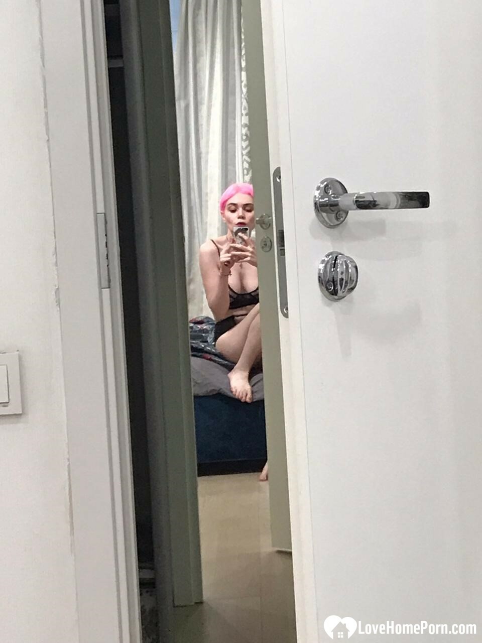 Pink-haired pixie cut and hot POV nudes — 12