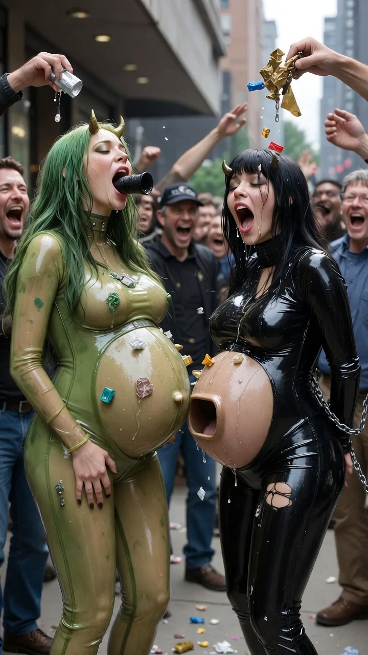 Pregnant BDSM women used as living trash cans — 7